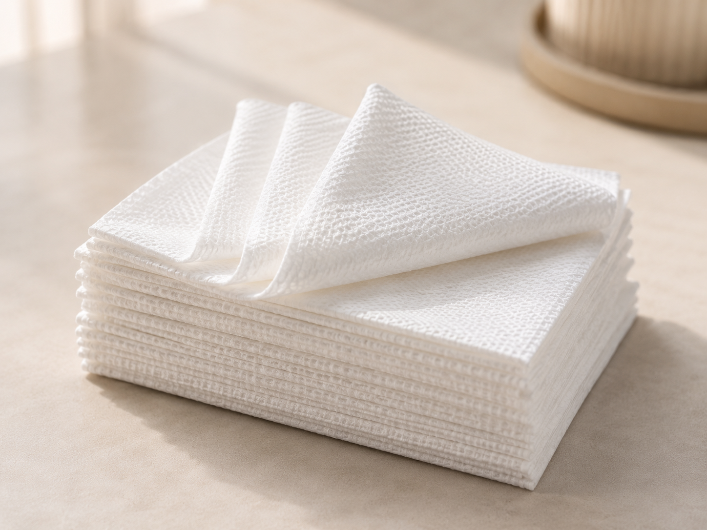 Folded Viliante disposable towels showing texture